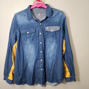 Vintage Rocawear Y2K Denim Button Up Shirt 3XL 90sFashion Y2KVibes Street HipHop